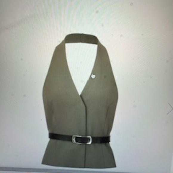 Halter Neck Sleeveless Shirt With Belt - Picture 1 of 3